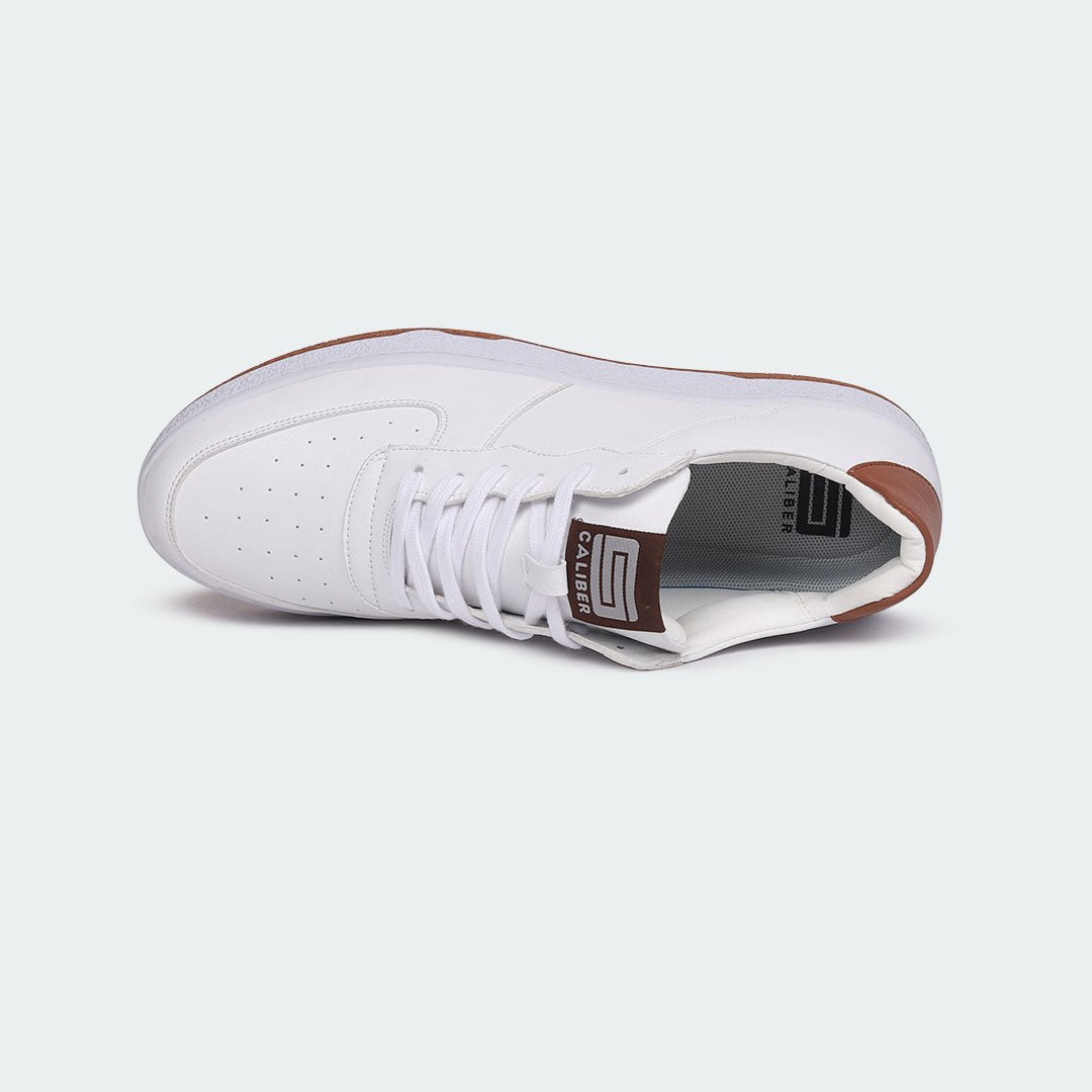WHITE/BROWN Casual Sneakers for Men (BLAKE 695G) - Caliber Shoes